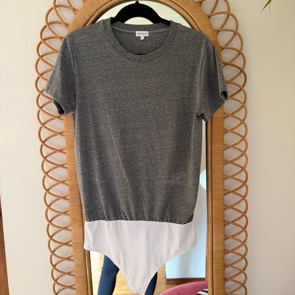 Ambitionist Boxy Tee Thong Bodysuit, size L